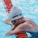 Swimmer wearing an swim cap and goggles in a pool - Teenagers Learn to Swim and Learn to Compete in Swim Competition Singpaore