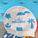 White Swimming Cap - Dreamers Swimming Cap - Universal Swimming Cap for Learn to Swim Students Singapore